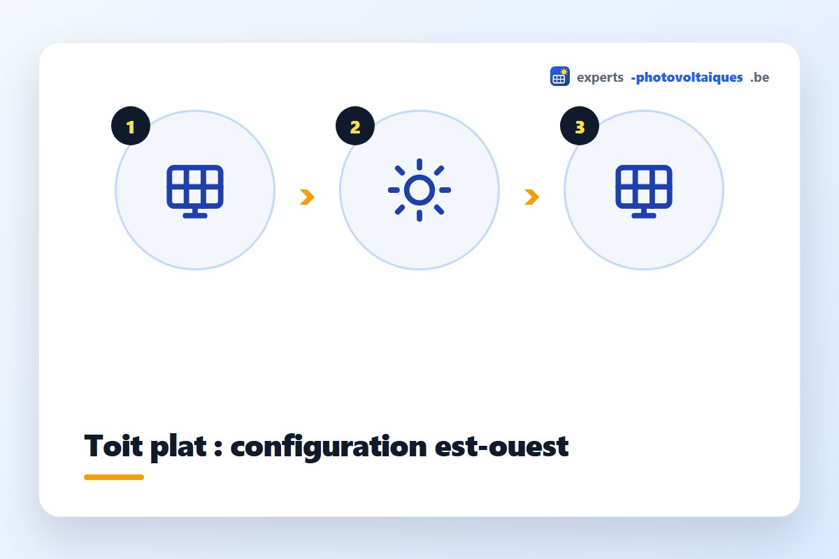 Panneaux solaires sur toit plat en configuration est-ouest avec structure lestée